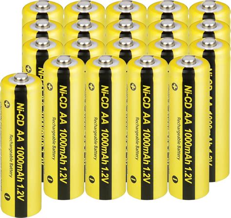 NICD Lot de 20 piles AA rechargeables pour lampe solaire 1,2 V .